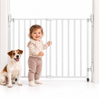 Bramka barierka zabezpieczająca 65-106 cm na schody i drzwi stal kółka biała ECOTOYS