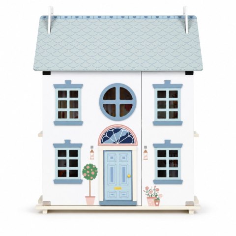 Drewniany domek dla lalek Lily otwierany 3 piętra 5 pomieszczeń meble figurki ECOTOYS