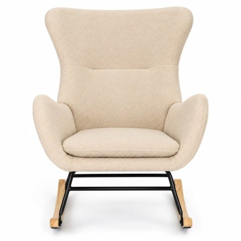 Fotel bujany uszak wypoczynkowy tkanina boucle teddy kremowy ModernHome