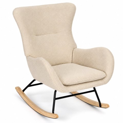 Fotel bujany uszak wypoczynkowy tkanina boucle teddy kremowy ModernHome