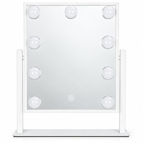Lustro do makijażu LED 25x30 cm kosmetyczne podświetlane 3 barwy 9 żarówek ModernHome