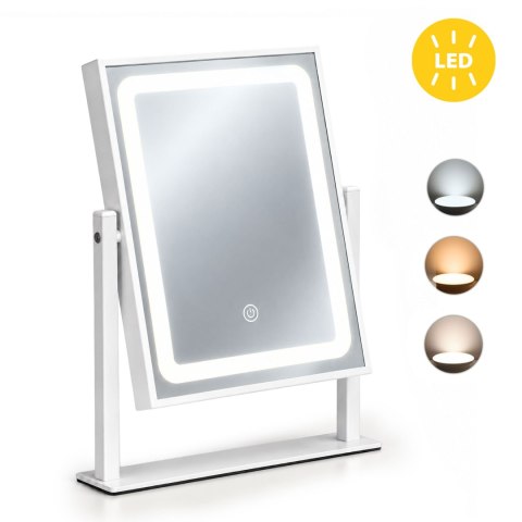 Lustro do makijażu LED 25x30 cm kosmetyczne podświetlane 3 barwy ModernHome