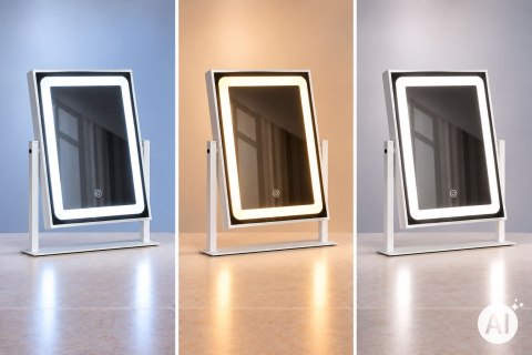 Lustro do makijażu LED 25x30 cm kosmetyczne podświetlane 3 barwy ModernHome