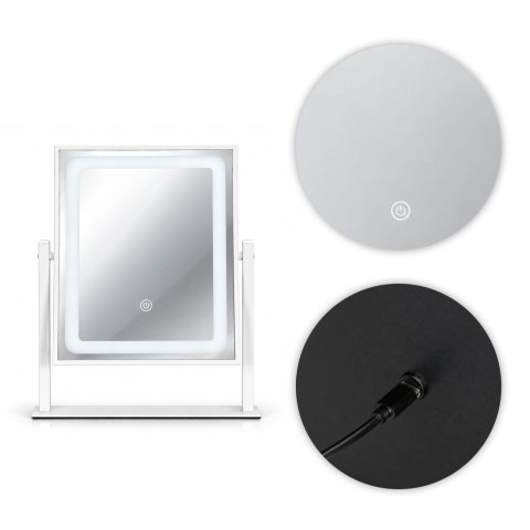 Lustro do makijażu LED 25x30 cm kosmetyczne podświetlane 3 barwy ModernHome