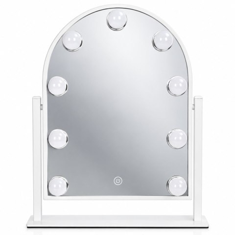 Lustro do makijażu LED 30x40 cm kosmetyczne podświetlane 3 barwy 9 żarówek ModernHome