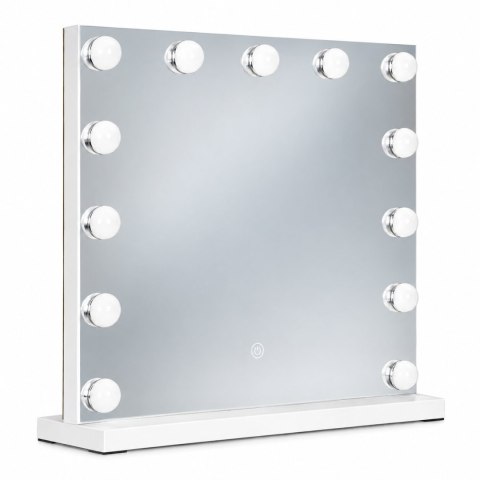 Lustro do makijażu LED 50x40 cm kosmetyczne podświetlane 3 barwy 13 żarówek ModernHome