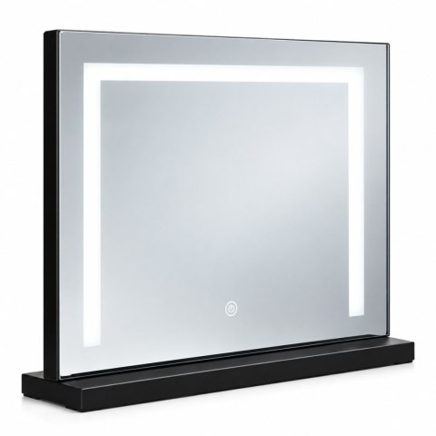 Lustro do makijażu LED 50x40 cm kosmetyczne podświetlane 3 barwy czarne ModernHome