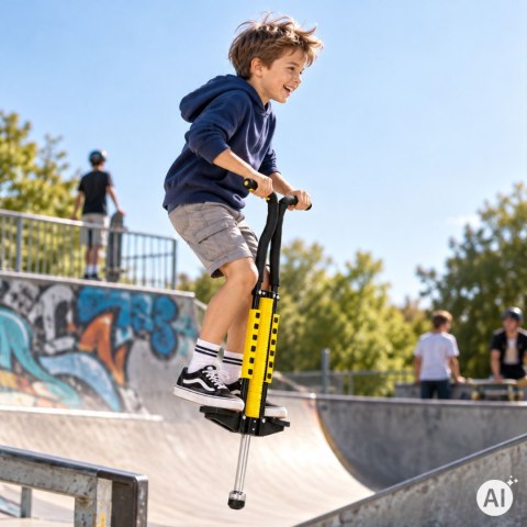 Pogo drążek do skakania jump stick skoczek dla dzieci do 80 kg żółty