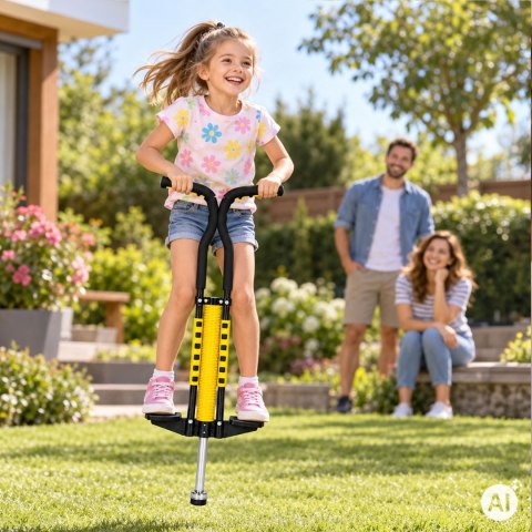 Pogo drążek do skakania jump stick skoczek dla dzieci do 80 kg żółty