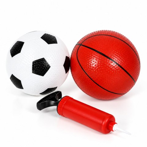 Zestaw sportowy 2w1 dla dzieci bramka piłkarska kosz do koszykówki piłki pompka