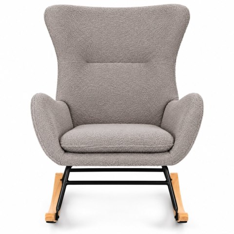 Fotel bujany uszak wypoczynkowy tkanina boucle teddy szary ModernHome