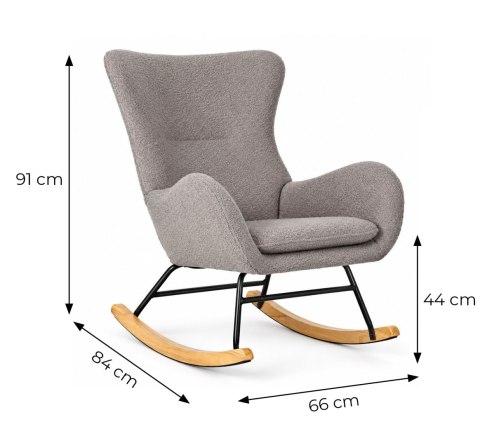 Fotel bujany uszak wypoczynkowy tkanina boucle teddy szary ModernHome