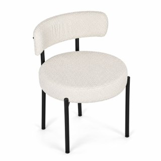 Krzesło tapicerowane nowoczesne do jadalni salonu tkanina boucle teddy białe ModernHome