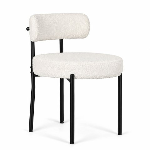 Krzesło tapicerowane nowoczesne do jadalni salonu tkanina boucle teddy białe ModernHome