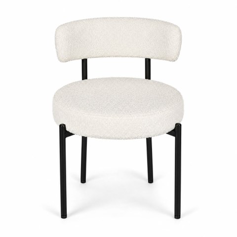 Krzesło tapicerowane nowoczesne do jadalni salonu tkanina boucle teddy białe ModernHome