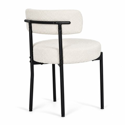 Krzesło tapicerowane nowoczesne do jadalni salonu tkanina boucle teddy białe ModernHome