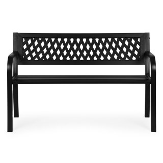 Ławka Ogrodowa Z Ażurowym Oparciem 120x50 Cm Metalowa Parkowa Czarna Multigarden