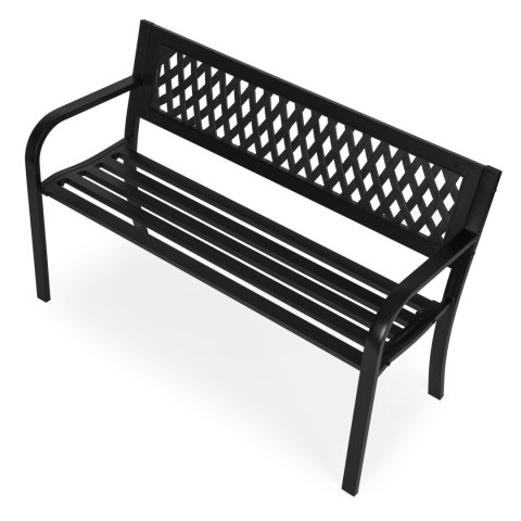Ławka Ogrodowa Z Ażurowym Oparciem 120x50 Cm Metalowa Parkowa Czarna Multigarden