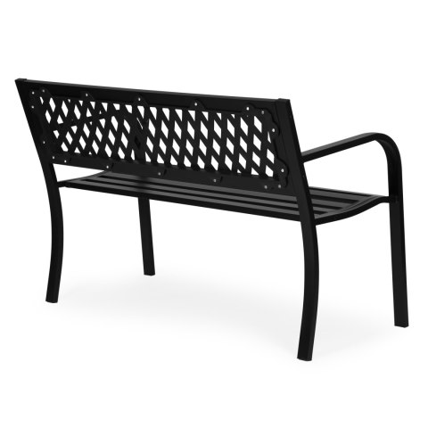 Ławka Ogrodowa Z Ażurowym Oparciem 120x50 Cm Metalowa Parkowa Czarna Multigarden