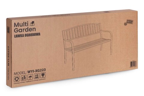 Ławka Ogrodowa Z Oparciem 120x50 Cm Metalowa Parkowa Czarna Multigarden