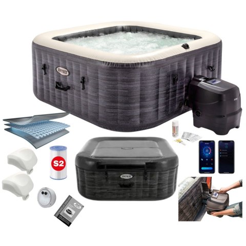 Nadmuchiwane Spa Kwadratowe Basen Z Hydromasażem 4 Os. 175x71 Cm Akcesoria Premium Intex 28450