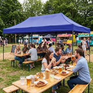 Pawilon Ogrodowy Eventowy Automatyczny Samorozkładalny Namiot 3x6 M Niebieski Multigarden