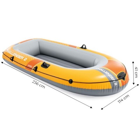 Ponton Dmuchany 2-osobowy 236x114 Cm PVC 0,45 Mm Pompka 2 Wiosła