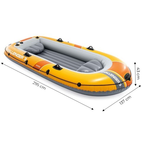 Ponton Dmuchany 3-osobowy PVC 295x137 Cm Z Wiosłami I Pompką