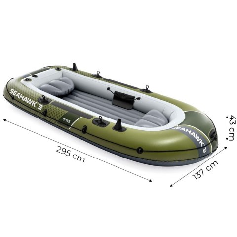 Ponton Dmuchany 3-osobowy PVC 0,58 Mm Z Wiosłami I Pompą
