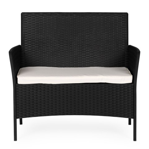 Sofa Ogrodowa Dwuosobowa Z Poduszką Ławka Na Balkon Taras Ogród Czarna Multigarden