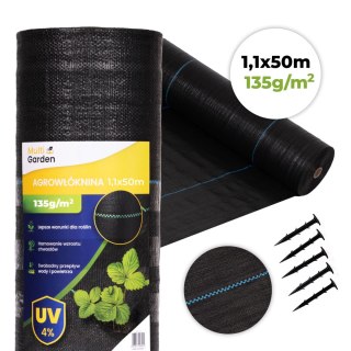 Agrowłóknina Antychwastowa 135g 1,1x50m Kołki Montażowe
