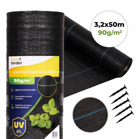 Agrowłóknina Antychwastowa Czarna 3,2x50 M Polipropylen 90g