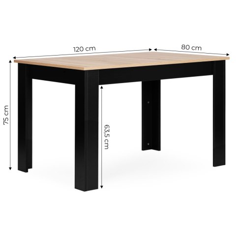 Stół Prostokątny Do Kuchni Jadalni Dla 4 Osób 120x80 Cm Dąb Sonoma