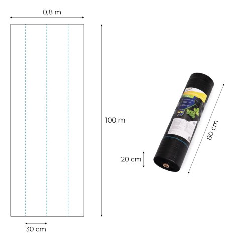 Agrowłóknina Antychwastowa 0,8x100 M Polipropylen 135g Wzmocniona