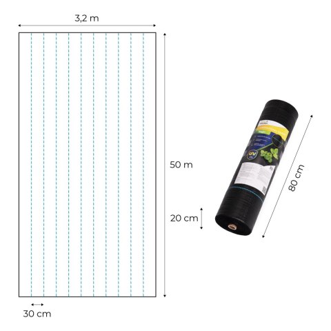 Agrowłóknina czarna agrotkanina UV 135g mata antychwastowa 3,2x50m kołki MulltiGarden