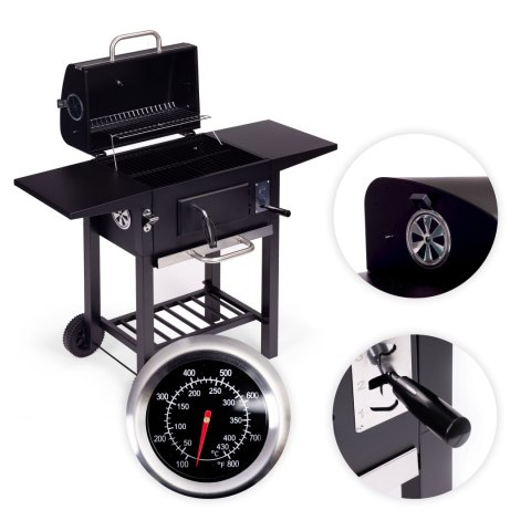 Grill Węglowy Ogrodowy Z Pokrywą I Termometrem 109x43,5 Cm