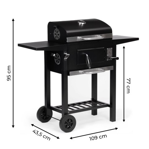 Grill Węglowy Ogrodowy Z Pokrywą I Termometrem 109x43,5 Cm