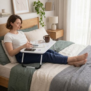 Podstawka Pod Laptopa Składana Stolik Do Łóżka 60x40 Cm Biała