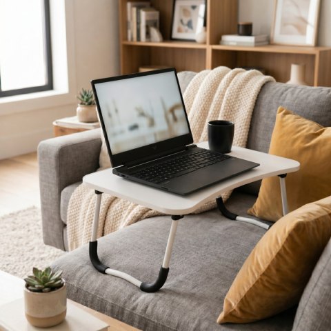 Podstawka Pod Laptopa Składana Stolik Do Łóżka 60x40 Cm Biała