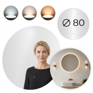 Lustro Łazienkowe Led Okrągłe Ścienne 80 Cm 3 Barwy Włącznik Dotykowy Modernhome