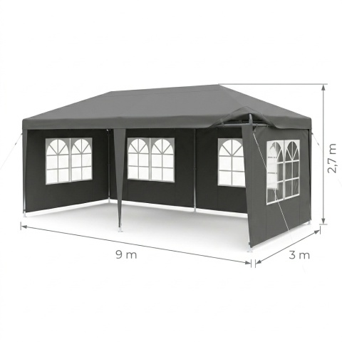 Namiot Pawilon Ogrodowy Handlowy 3x9 M 8 Ścianek Szary Multigarden