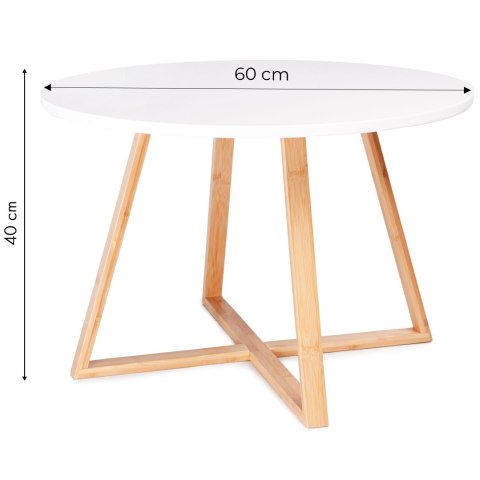 Stolik Kawowy Skandynawski 60 Cm Bambusowa Konstrukcja